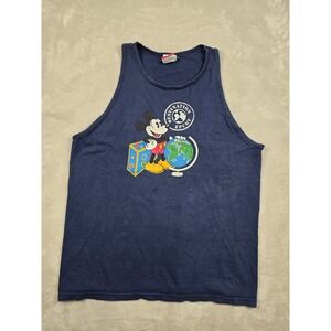 Vintage Disney Mickey Inc Tank Top Mens S/M Blue Destination Epcot Mickey Mouse